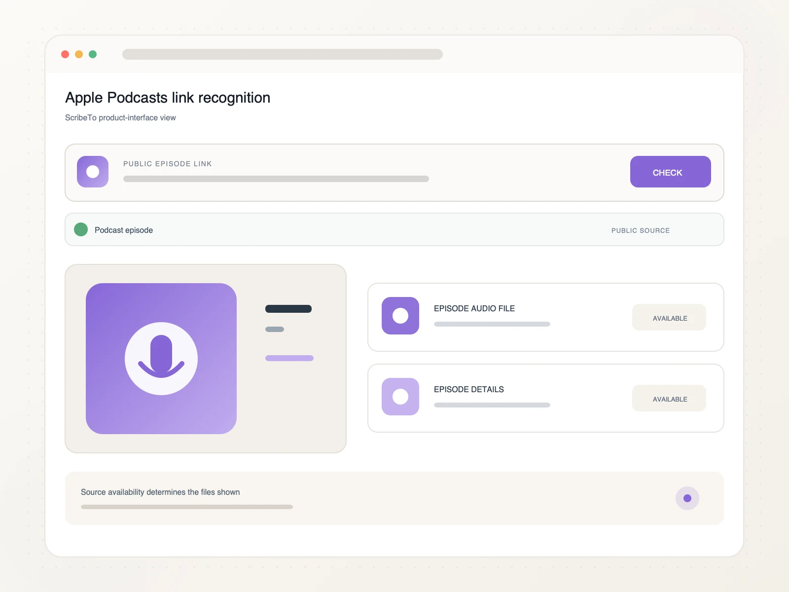 Apple podcast downloader resolving a public episode link and audio file
