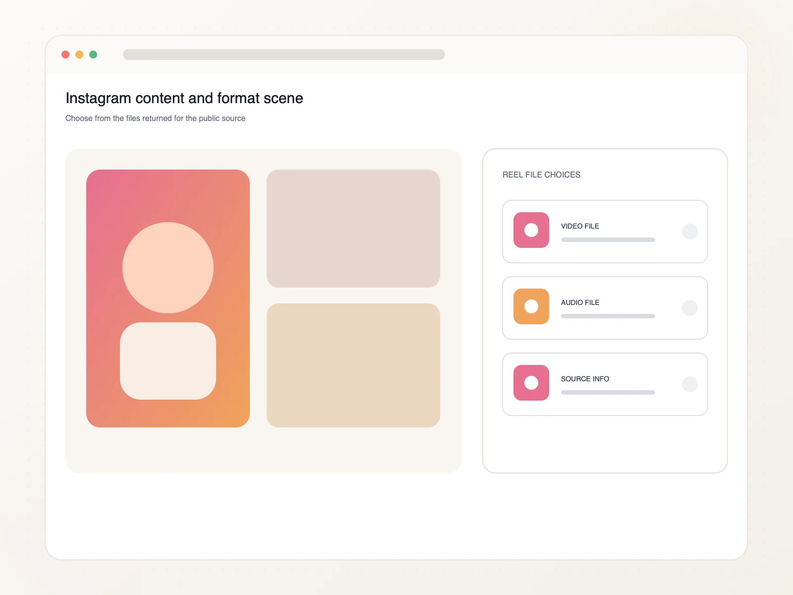 Choosing an available Instagram Reel video or audio file