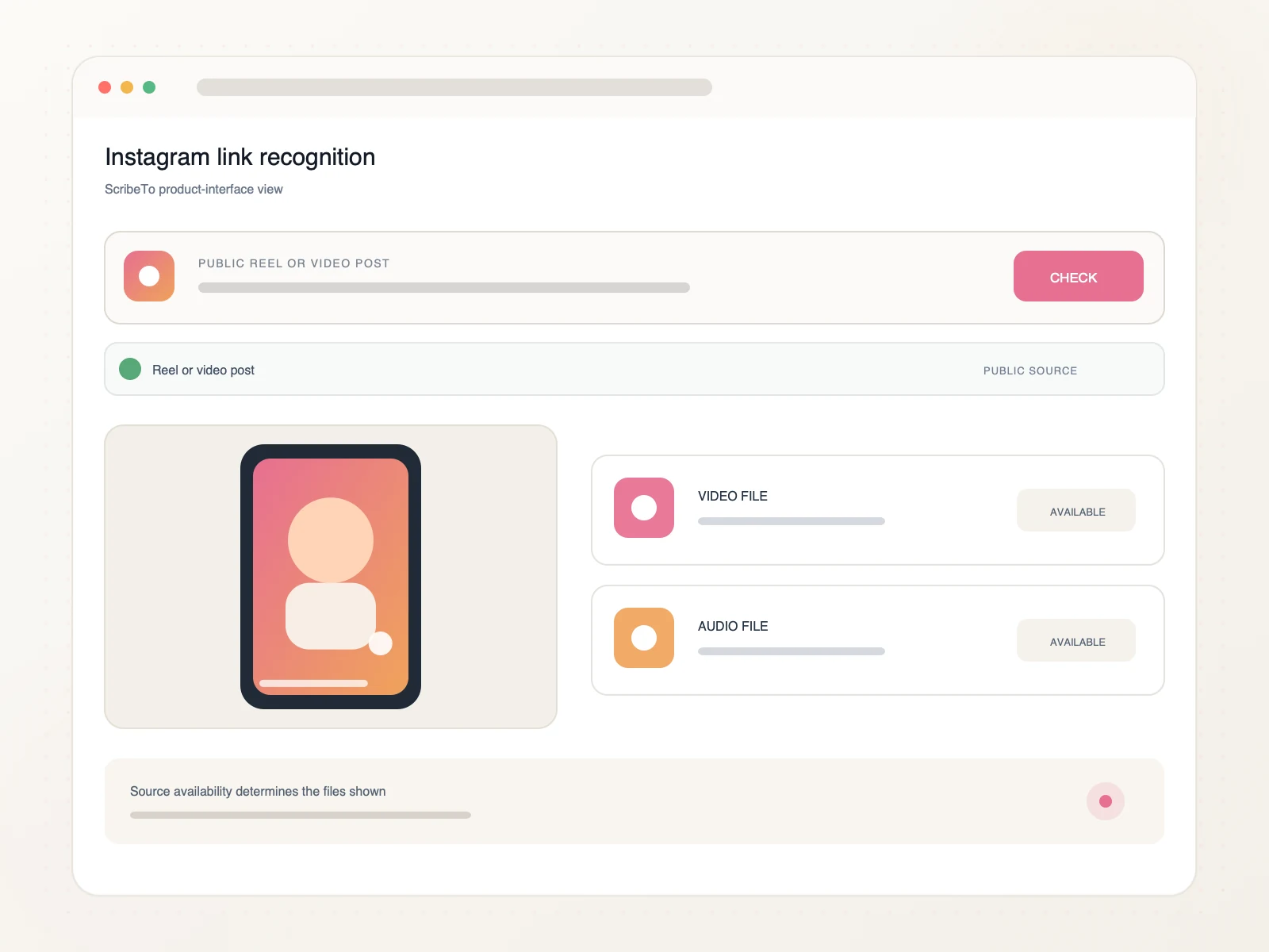 Instagram video downloader resolving a public Reel link