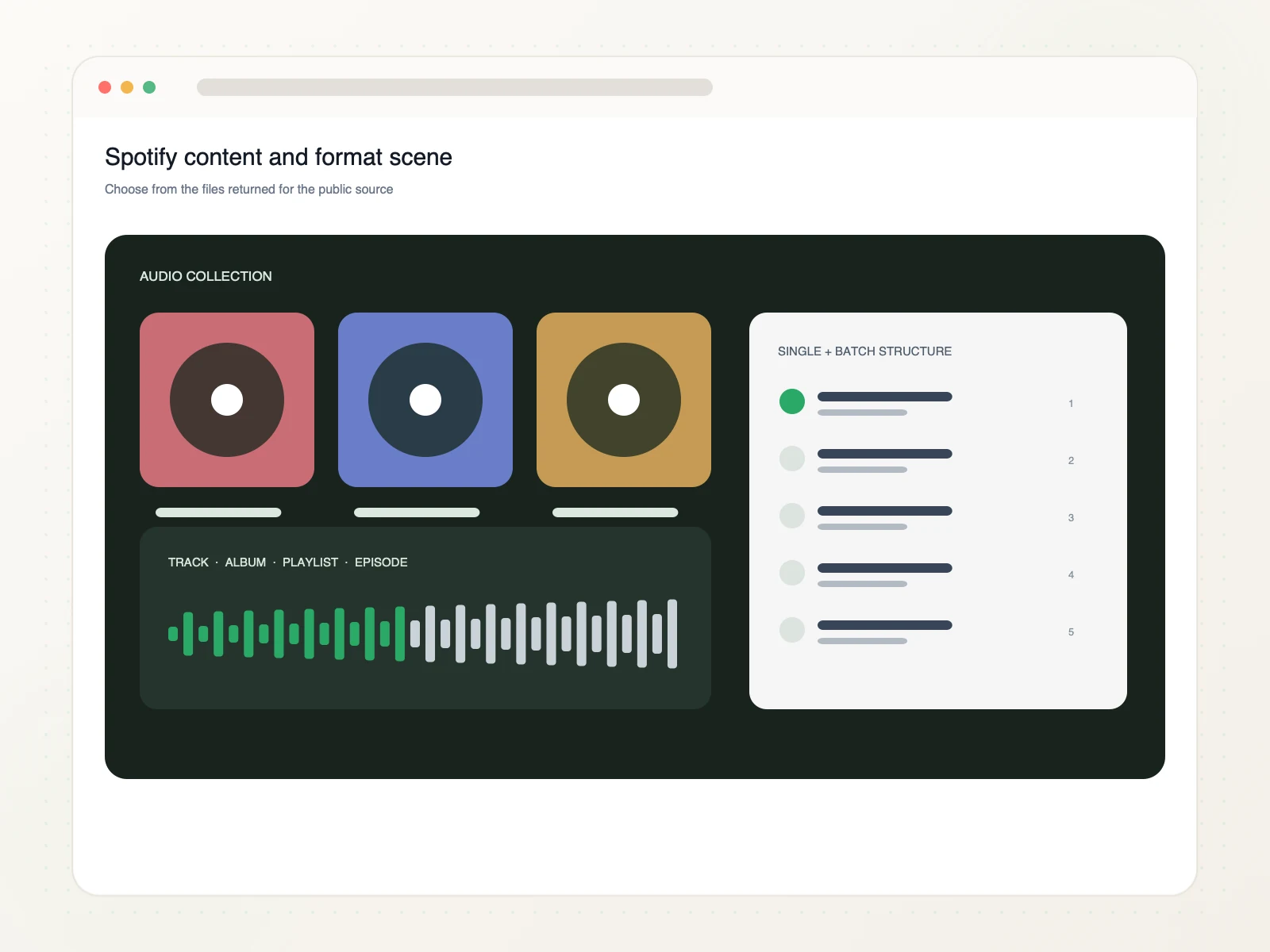 Spotify album and playlist audio organized into single and batch download choices