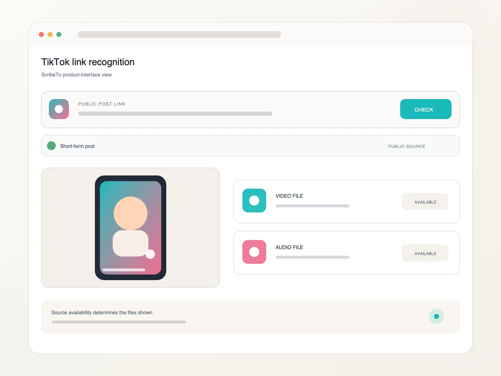 TikTok video downloader resolving a public TikTok post link
