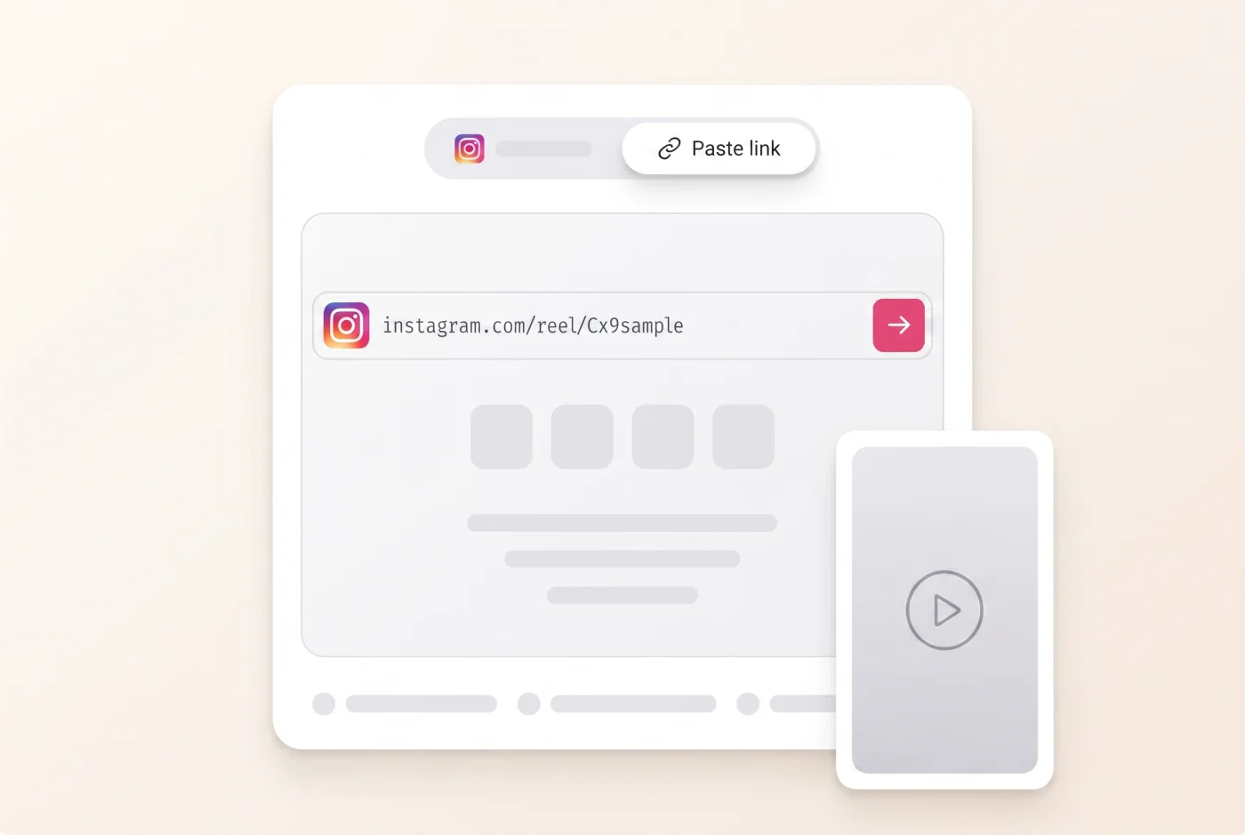 An Instagram Reel share link being copied into ScribeTo