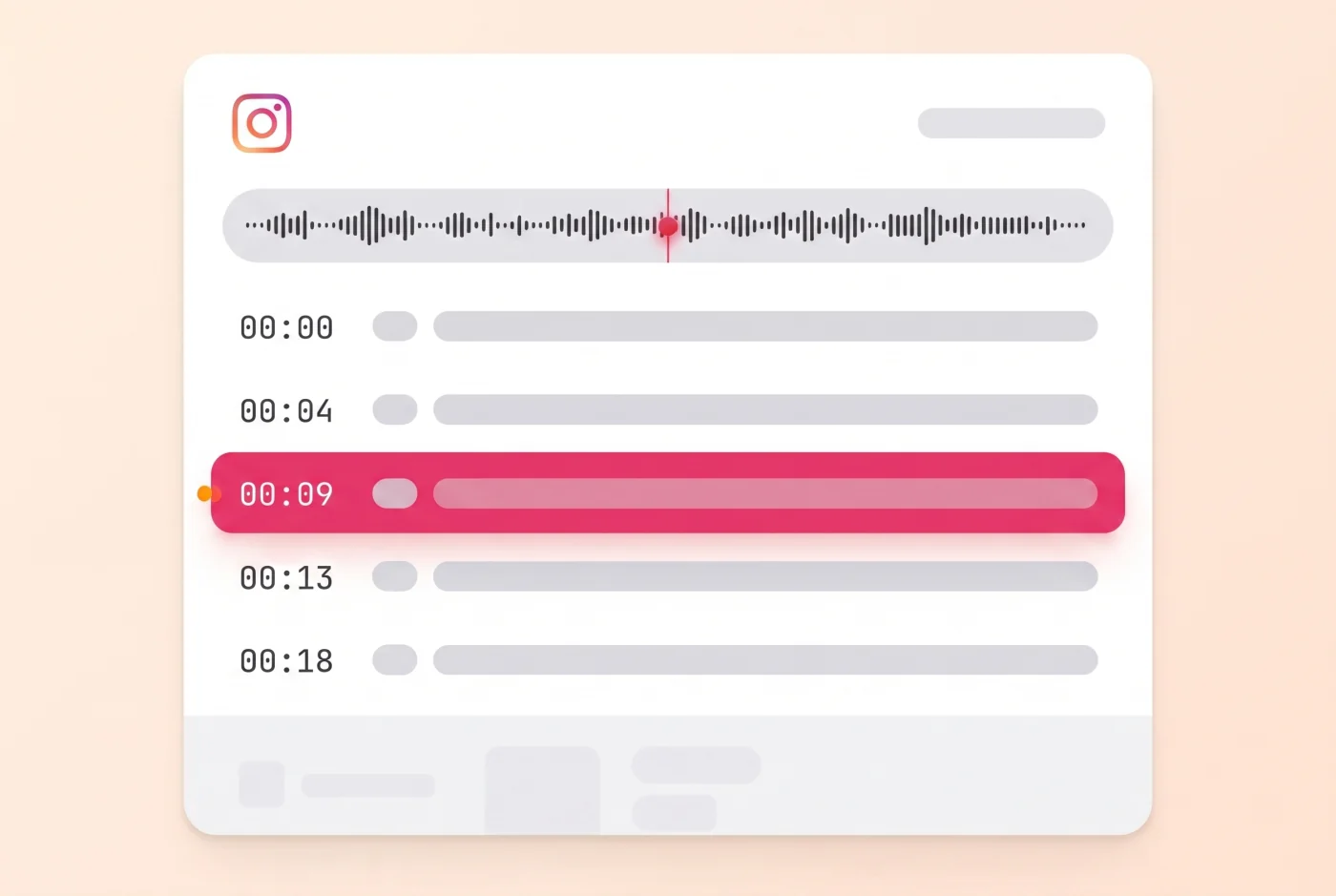 Speech from an Instagram video becoming timestamped transcript lines
