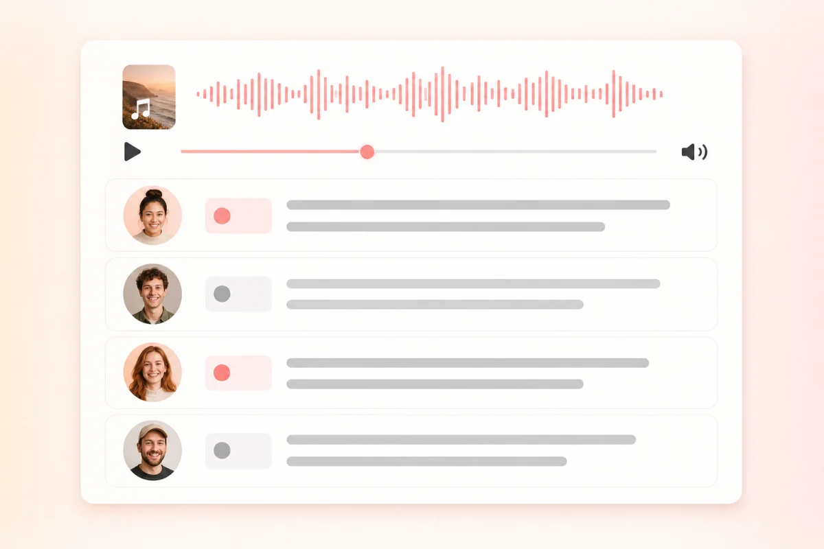Two speaker labels organizing an MP3 interview transcript