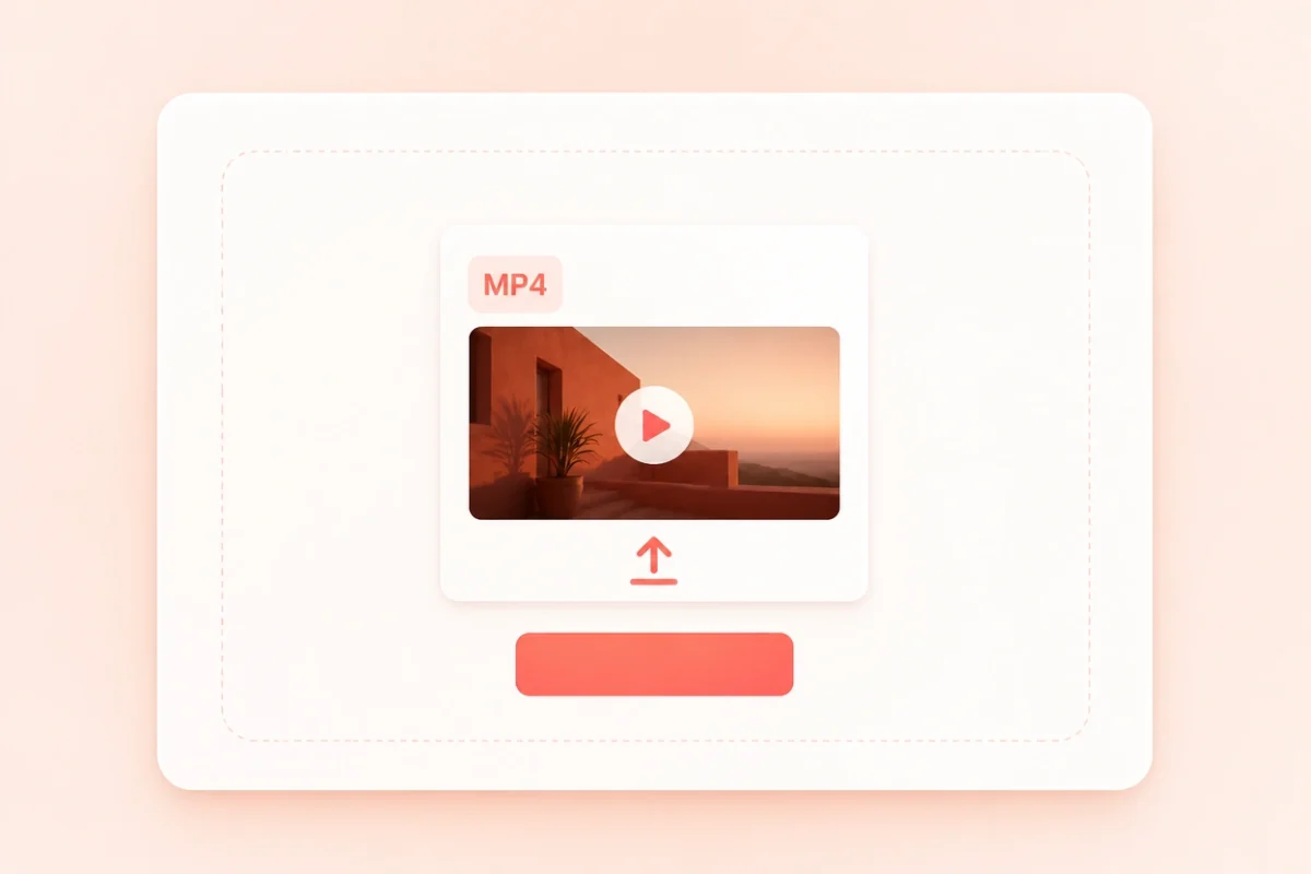 MP4 upload card with a video file ready for transcription