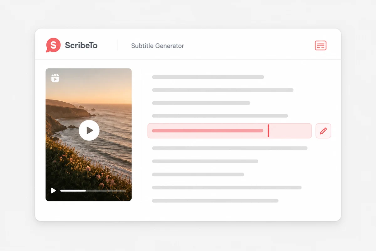 A subtitle review workspace comparing a highlighted cue with video playback.
